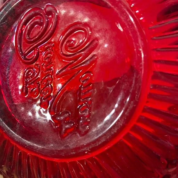 Pioneer Woman Red Glass Berry Bowls Set of 2 – Cranberry Pressed Glass - Picture 9 of 9